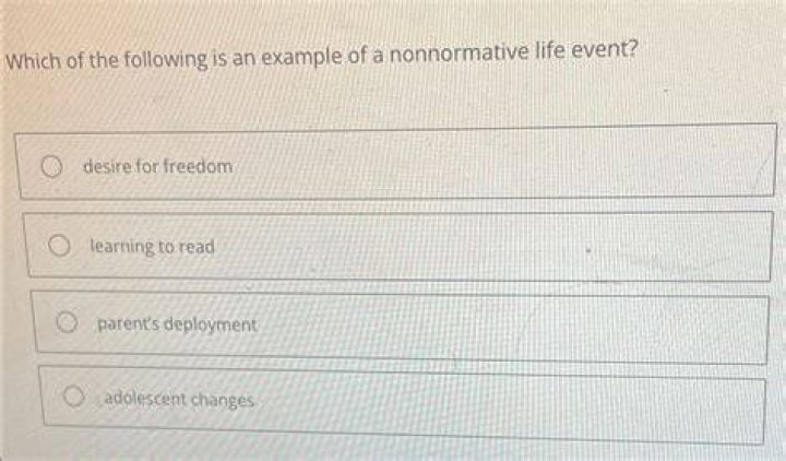 Which is the best example of a nonnormative life event